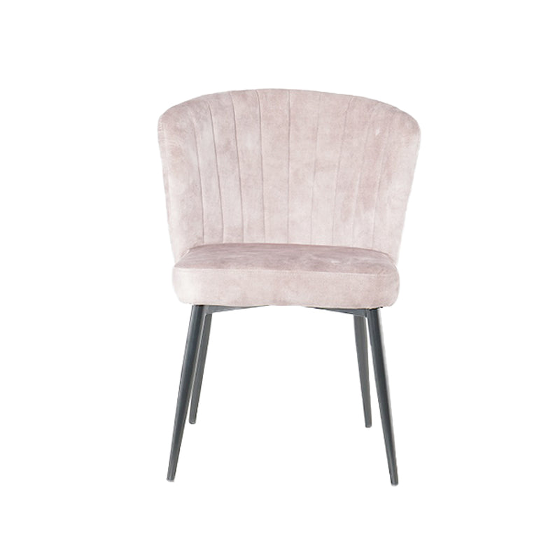 SILLA DE COMERDOR TAPIZADA EN TELA BEIGE Y PATAS NEGRAS